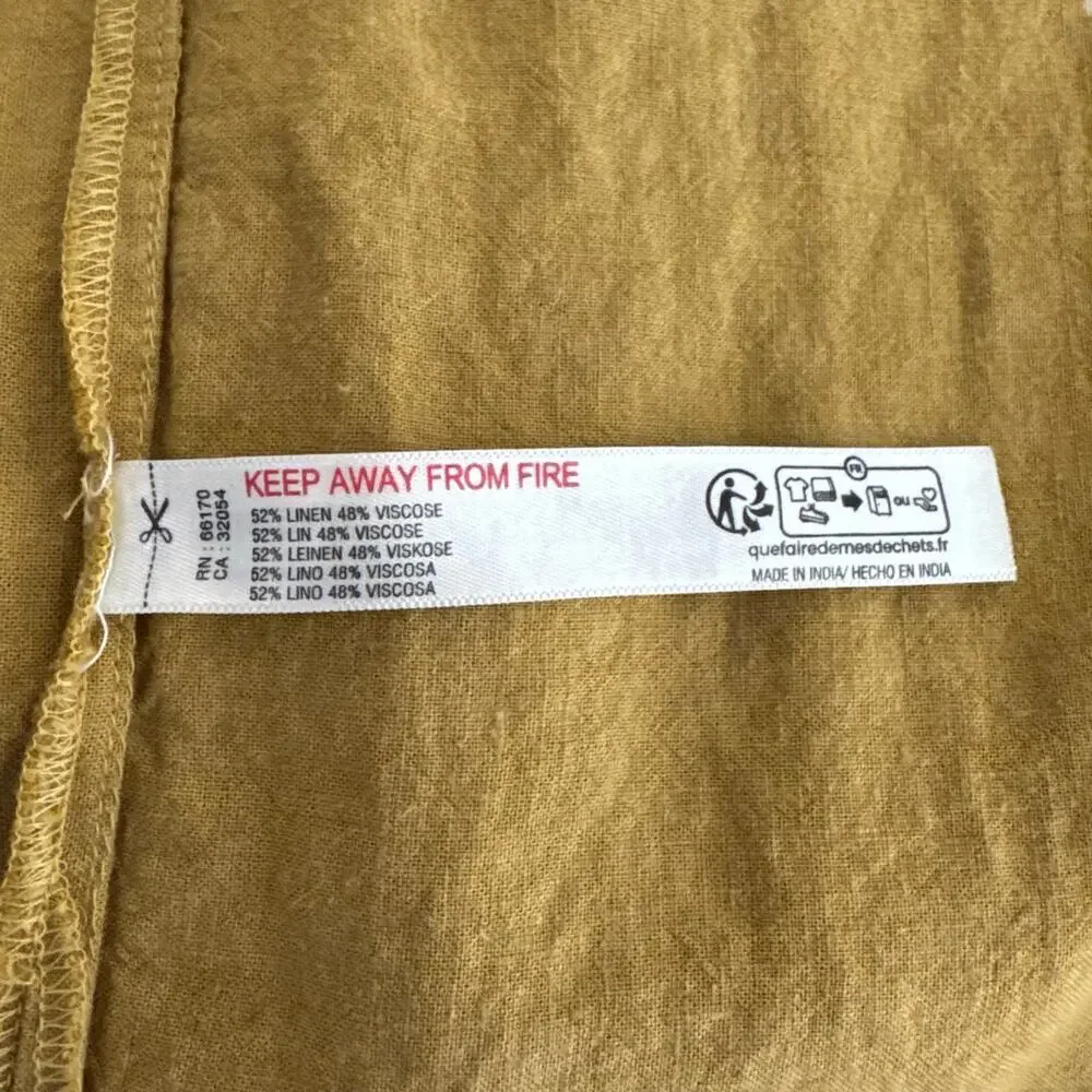 Anthropologie Celandine Linen Blend Strapless Drop-Waist Midi Dress Size XL